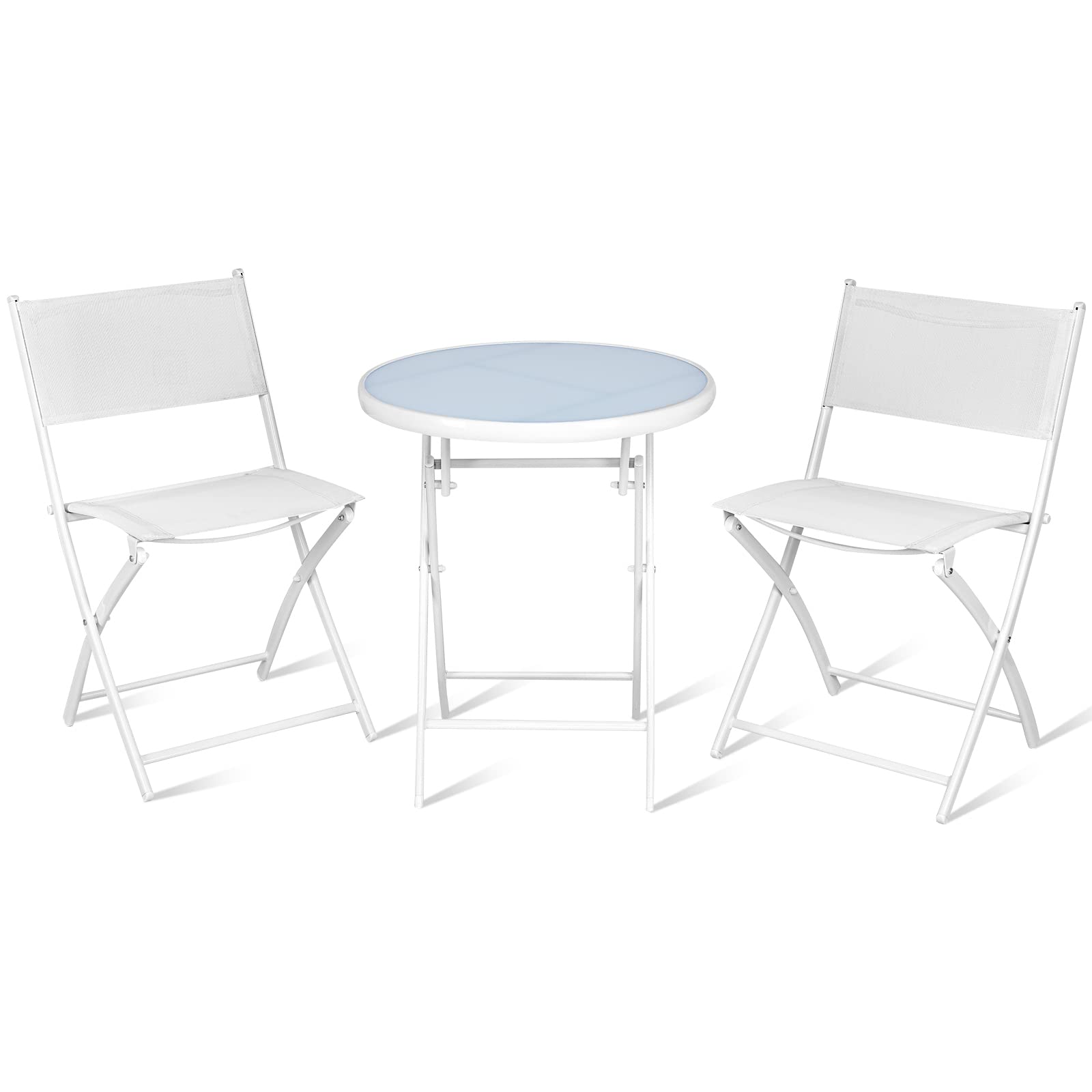 Tangkula 3 Pieces Folding Patio Bistro Set, No Assembly Required